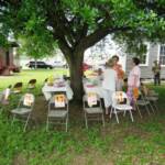Getting Read for the Cake Walk.  Lots of great home made cakes, pies and cookies.