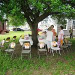 Preparing for the ever-popular cake walk.